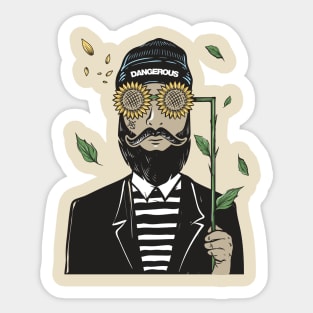 bearded man using sunflower glasses Sticker